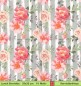 Preview: Rosa Blumen auf graugrünen Streifen - 1 Lunch Serviette