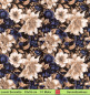 Preview: Blumen in beige auf blau - 1 Lunch Serviette