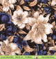Preview: Blumen in beige auf blau - 1 Lunch Serviette