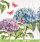 Preview: Hortensien in rosa und blau mit rosa Schmetterlingen - 1 Lunch Serviette