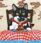 Preview: Katze Rocco mit einem Teller Spaghetti - 1 Cocktail Serviette