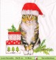 Preview: Katze mit Nikolausmütze neben Geschenken - 1 Lunch Serviette