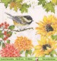 Preview: Kleine Meise zwischen Sonnenblumen und Dahlien - 1 Lunch Serviette