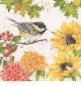 Preview: Kleine Meise zwischen Sonnenblumen und Dahlien - 1 Lunch Serviette