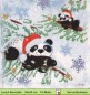 Preview: Zwei Pandabären im Schnee mit Nikolausmütze - 1 Lunch Serviette
