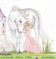 Preview: Prinzessin mit Kutsche und Einhorn vor Schloss - 1 Lunch Serviette