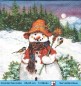 Preview: Schneemann mit Vögel am Waldrand - 1 Cocktail Serviette