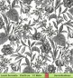 Preview: Gezeichente schwarze Blumen - 1 Lunch Serviette - ganzes Motiv