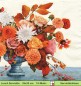 Preview: Dahlien Astern und Rosen in einer Vase - 1 Lunch Serviette - Halbes Motiv