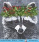 Preview: Waschbär mit Beerenkranz - 1 Cocktail Serviette
