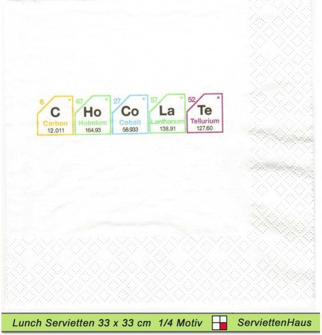150 Jahre Periodensystem der Elemente CHoCoLaTe - 1 Lunch Serviette