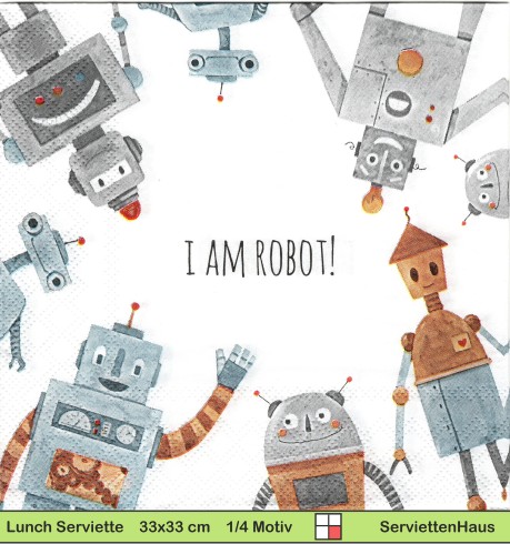 I am Robot Verschiedene Roboter winken dir zu - 1 Lunch Serviette