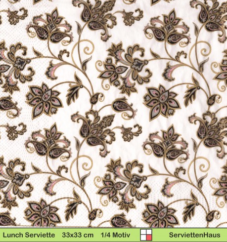 Florale Ornamente - 1 Lunch Serviette - ganzes Motiv