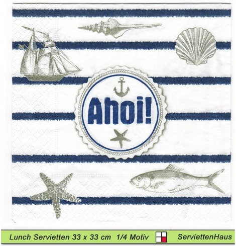 Ahoi mit Schiff und Seestern - 1 Lunch Serviette