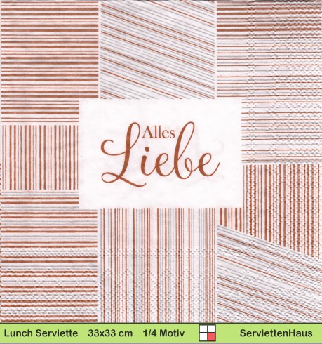 Alles Liebe mit beigen Streifen - 1 Lunch Serviette