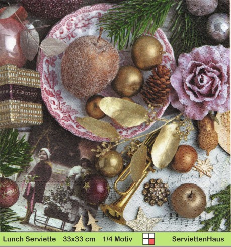 Weihnachten alte Bilder Geschirr und Deko - 1 Lunch Serviette