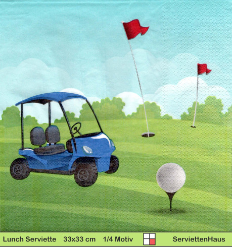 Golfwagen und Golfball - 1 Lunch Serviette