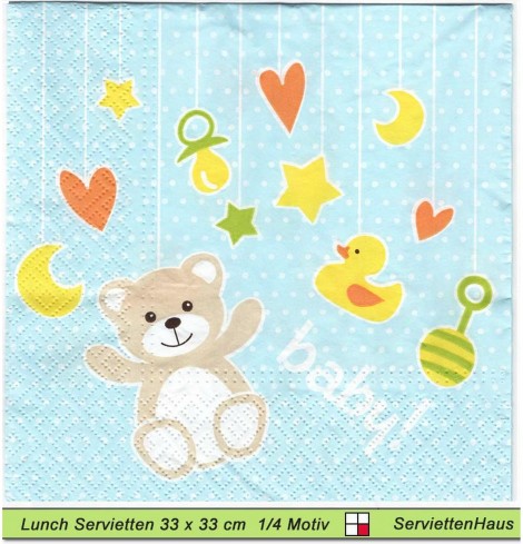 Baby - Kleiner Bär auf blau - 1 Lunch Serviette