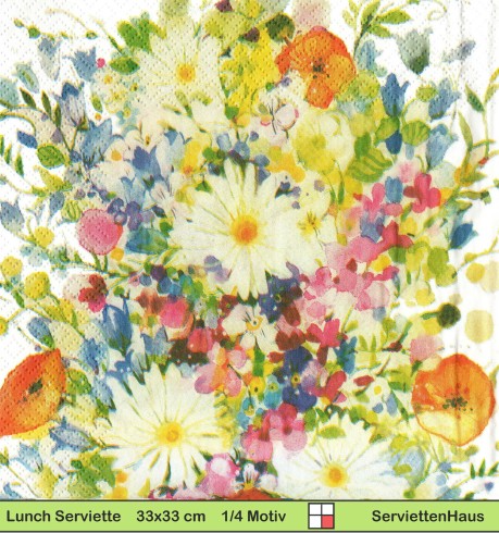 Strauß mit bunte Sommerblumen - 1 Lunch Serviette