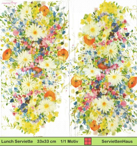 Strauß mit bunte Sommerblumen - 1 Lunch Serviette