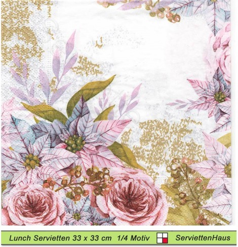 Blumenwiese in rosa und violett - 1 Lunch Serviette
