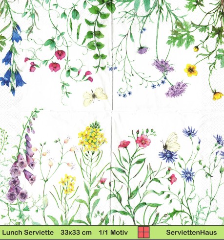 Sophia Drescher - Sommerwiese mit Schmetterling - 1 Lunch Serviette