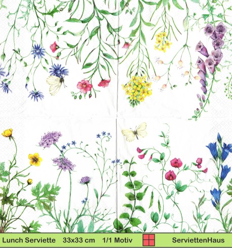 Sophia Drescher - Sommerwiese mit Schmetterling - 1 Lunch Serviette