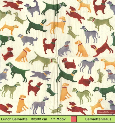 Emma Bridgewater - Windhunde Dackel Terrier und mehr Hunderassen - 1 Lunch Serviette