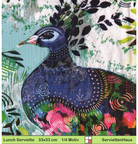 Großer blauer Pfau - 1 Lunch Serviette