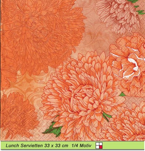 Chrysanthemen in orange - 1 Lunch Serviette