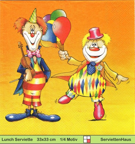 Party - Karneval Clown mit Luftballon - 1 Lunch Serviette