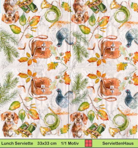 Dackel Auerhahn Trompete Fernglas - 1 Lunch Serviette