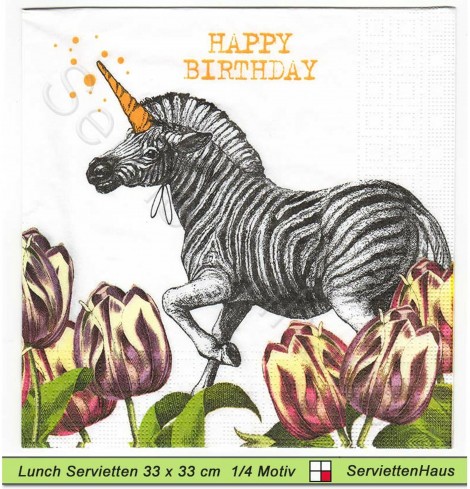 Das Einhorn Zebra - 1 Lunch Serviette