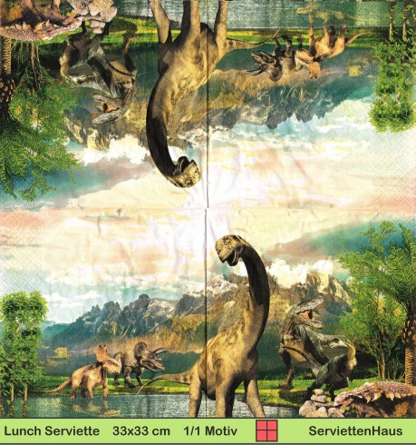 Dinosaurier am See - 1 Lunch Serviette - halbes Motiv