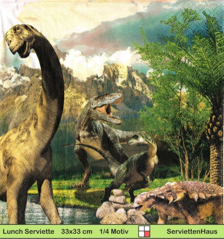 Dinosaurier am See - 1 Lunch Serviette - halbes Motiv