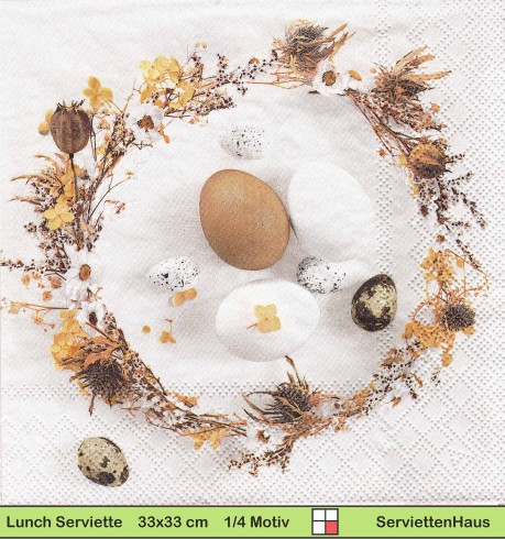 Trockenblumenkranz mit frischen Eier - 1 Lunch Serviette