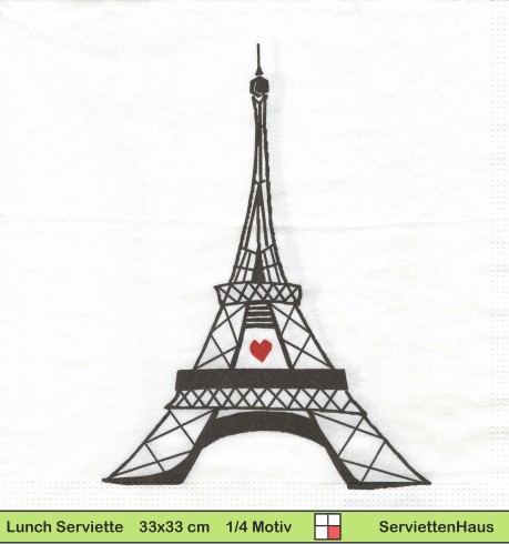 Frankreich - Eiffelturm mit kleinem Herzen - 1 Lunch Serviette