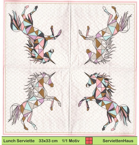Einhorn aus Dreiecken - 1 Lunch Serviette