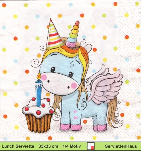 Das kleine Einhorn hat Geburtstag - 1 Lunch Serviette