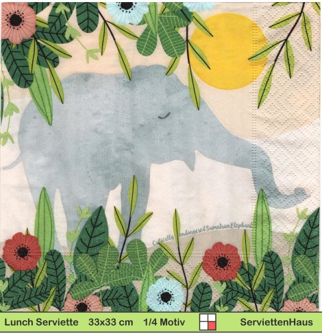Elefant aus Sumatra - 1 Lunch Serviette