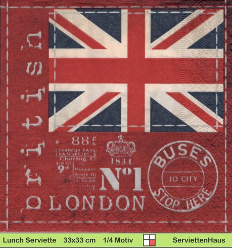 England - London Union Jack - 1 Lunch Serviette