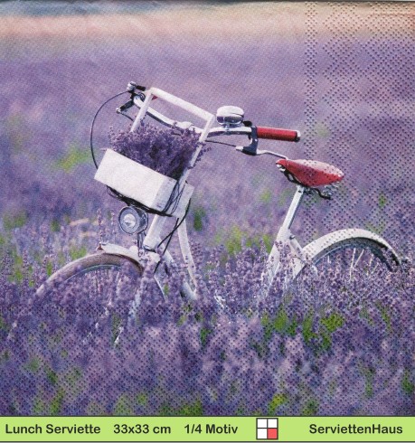 Weißes Fahrrad im Lavendelfeld - 1 Lunch Serviette