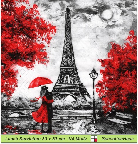 Frankreich - Ein Liebespaar im Regen in Paris - 1 Lunch Serviette