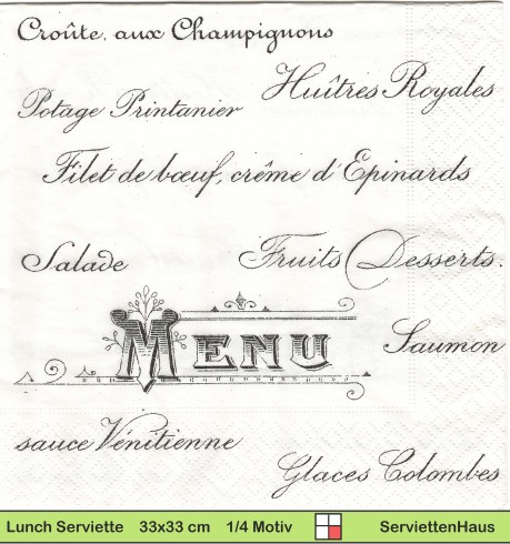 Sagen Vintage Design - Menu - 1 Lunch Serviette