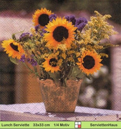Sonnenblumen Schmetterlingsflieder und mehr - 1 Lunch Serviette
