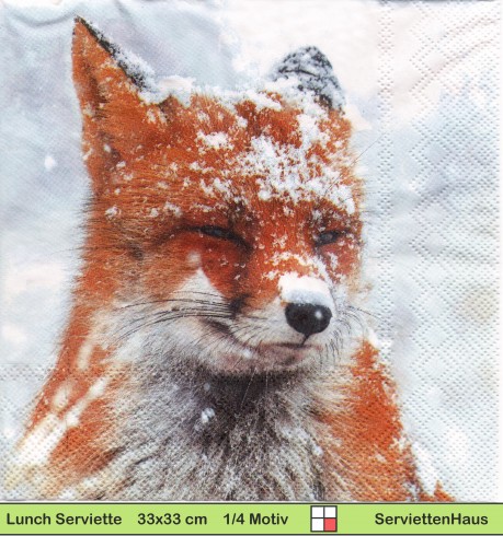Fuchs im Schneetreiben - 1 Lunch Serviette