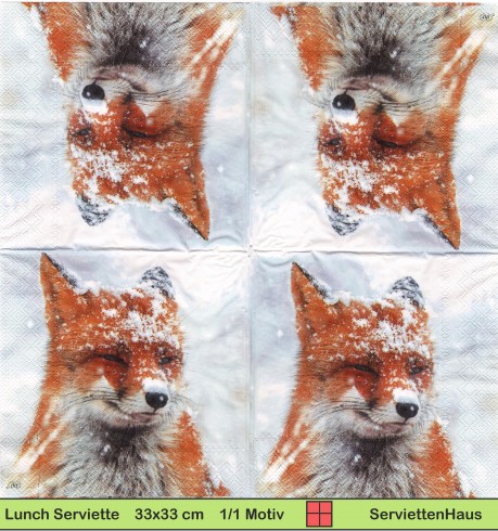Fuchs im Schneetreiben - 1 Lunch Serviette