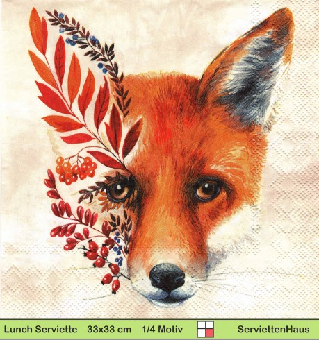 Fuchs mit Herbstlaub - 1 Lunch Serviette