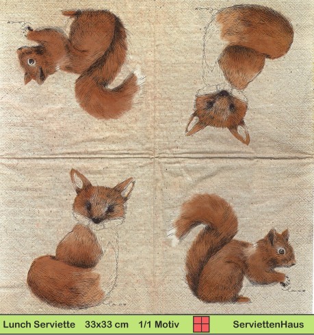 Eichhörnchen und Fuchs - 1 Lunch Serviette