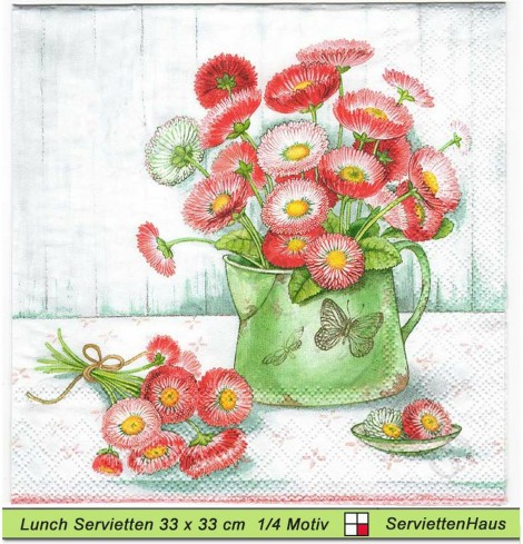 Gänseblumen in Emaillevase - 1 Lunch Serviette
